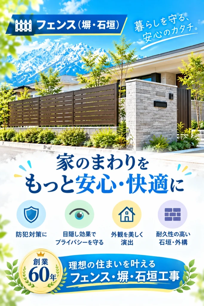 福井でフェンス・塀のご設置はお任せ下さい。